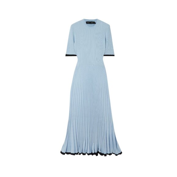 Proenza Schouler Dresses & Skirts - NWOT Proenza Schouler Rib Knit Midi Dress Womens Large Blue Black Crew Neck Silk